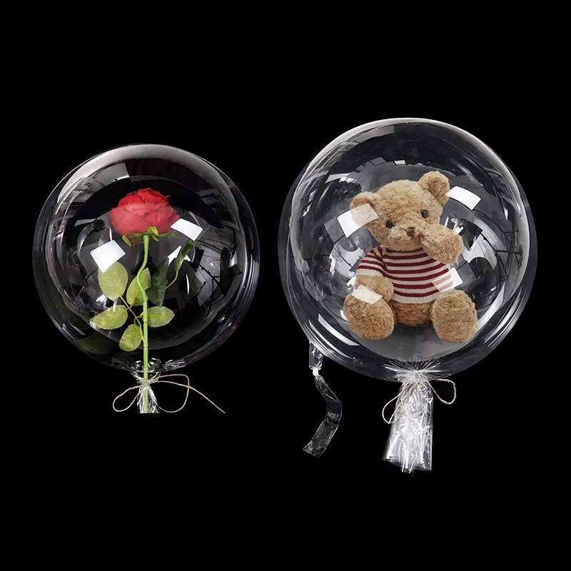 Шар (22''/56 см) Сфера, Deco Bubble (синяя упаковка), Wide Tail, Прозрачный, Кристалл, 5 шт. в уп.