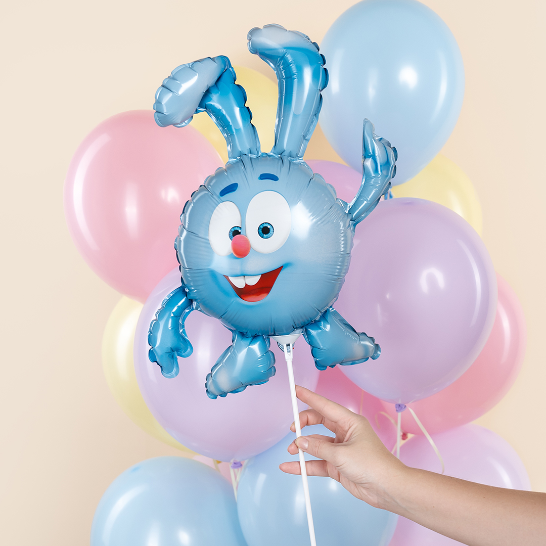 Шар с клапаном (17''/43 см) Мини-фигура, Смешарики, Крош, 5 шт. в уп.