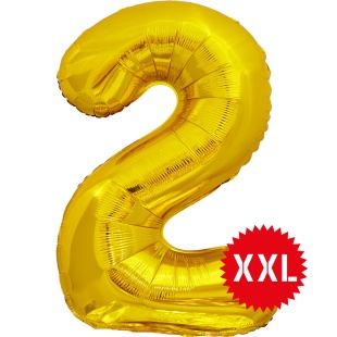 Шар (50''/127 см) Цифра, 2 XXL, Золото, 1 шт. в уп.