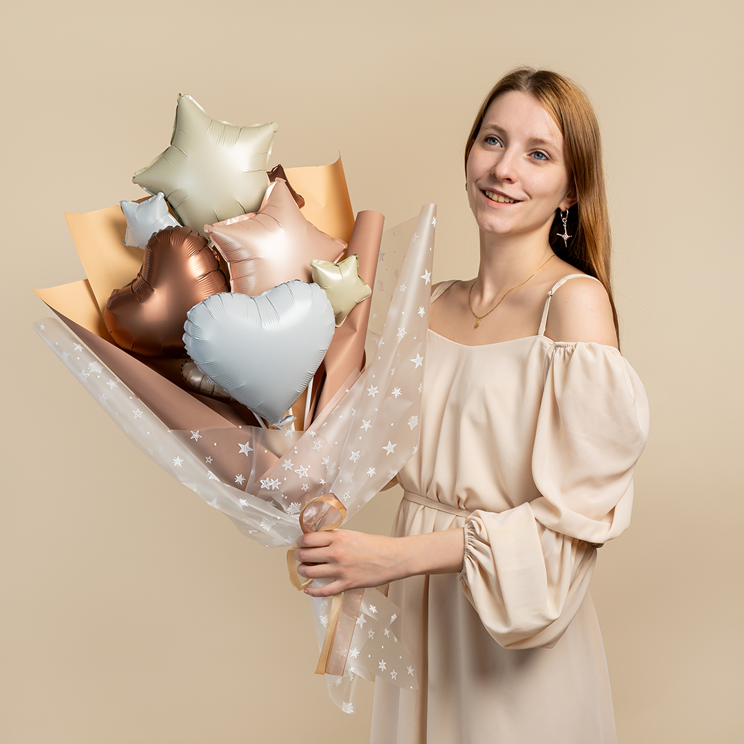 Шар с клапаном (5''/13 см) Микро-звезда, Белый, 1 шт.