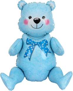 Шар 3D (22''/56 см) Фигура, Сидячий мишка, Голубой, 1 шт. в уп.