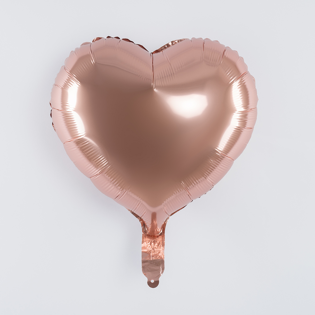 Шар (18''/46 см) Сердце, Розовое Золото, Металлик, 1 шт.