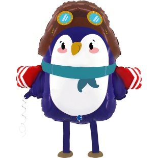Шар 3D (24''/61 см) Ходячая Фигура, Пингвиненок Летчик, 1 шт. в уп.