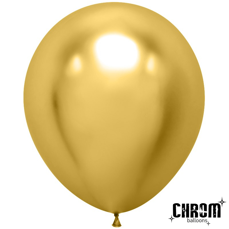 Шар (18''/46 см), Золото, хром, 10 шт.