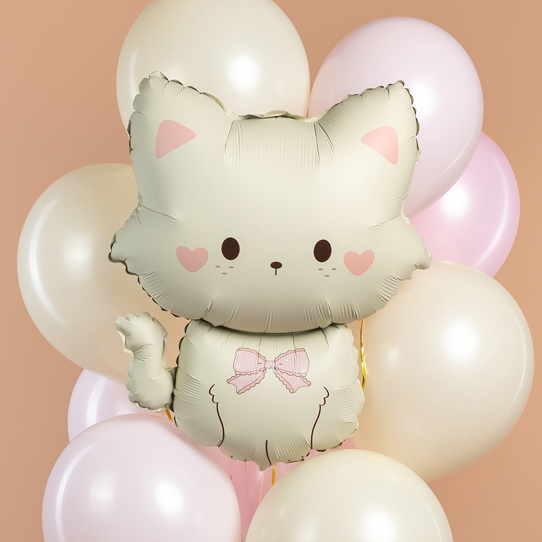 Шар (28''/71 см) Фигура, Кошечка с бантиком, 1 шт.