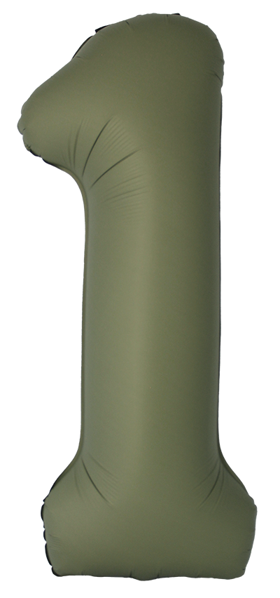Шар (40''/102 см) Цифра, 1 Slim, Оливковый, Матовый, 1 шт.