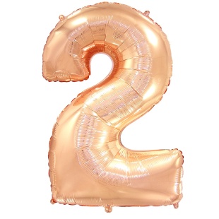 Шар (40''/102 см) Цифра, 2, Розовое Золото, 1 шт. в уп.