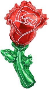 Шар с клапаном (14''/36 см) Мини-цветок, Роза, Красный, 1 шт.
