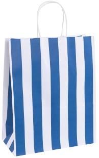 Пакет подарочный, Крафт 120гр, Полоски, Дизайн №3, Синий, 21*15*8 см, 1 шт.