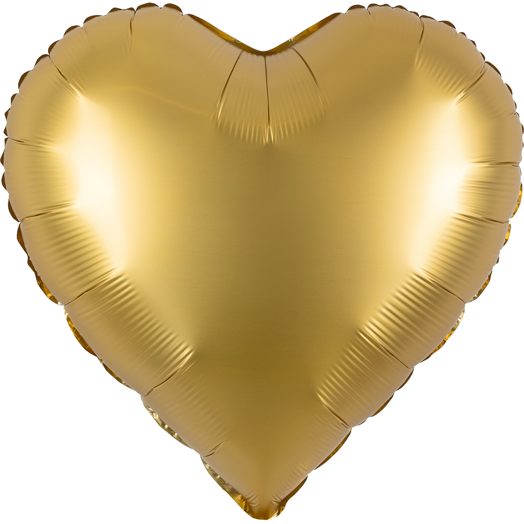 Шар (18''/46 см) Сердце, Золото, Сатин, 1 шт.