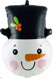Шар (23''/58 см) Фигура, Голова, Снеговик в цилиндре, 1 шт.