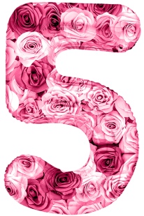 Шар (34''/86 см) Цифра, 5 Симфония роз, Фуше, 1 шт. в уп.