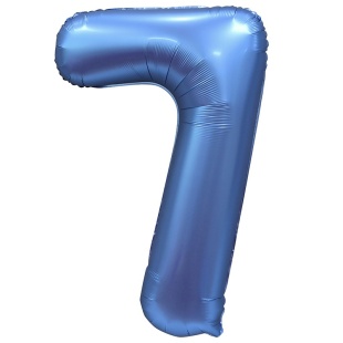 Шар (34''/86 см) Цифра, 7, Синий, Сатин, 1 шт. в уп.