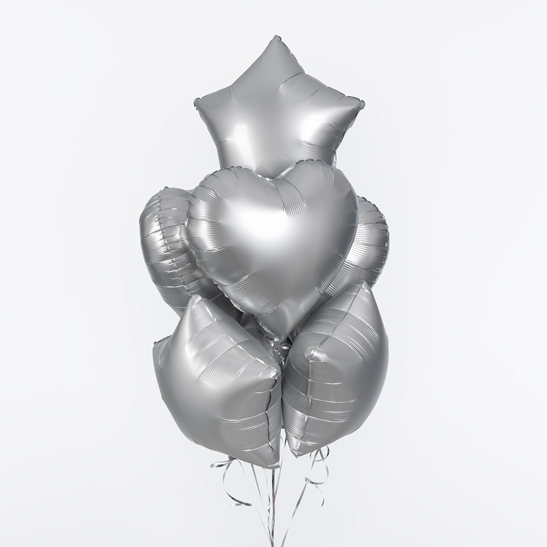 Шар (18''/46 см) Сердце, Серебро, Сатин, 1 шт.