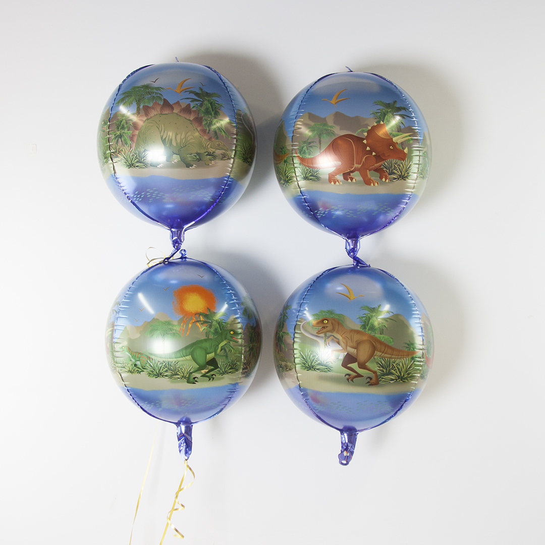 Шар 3D (24''/61 см) Сфера, Динозавры, 1 шт.