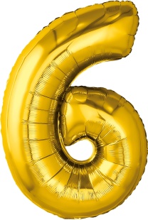 Шар (32''/81 см) Цифра, 6, Золото, 1 шт. в уп.