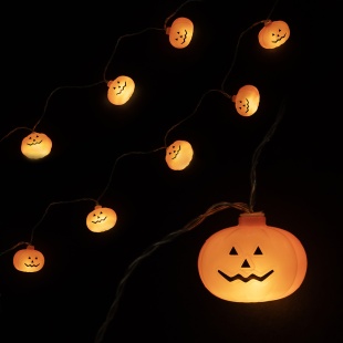 Светодиодная фигурная гирлянда Тыквы,3,2x4,1 см,10 Led,IP14, 1,8 м. Оранжевый/Теплый белый, 1 шт.