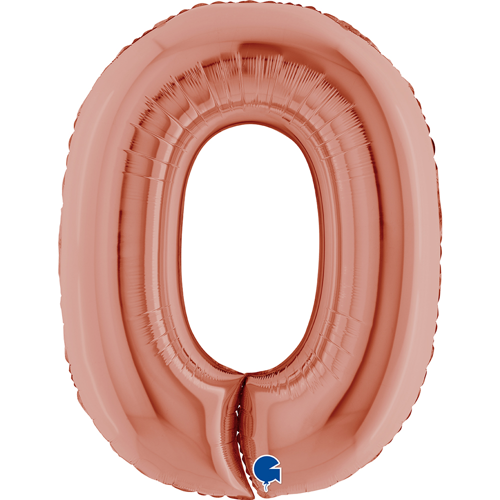 Шар (40''/102 см) Цифра, 0, Розовое Золото, 1 шт.