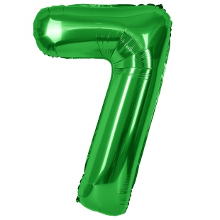 Шар (40''/102 см) Цифра, 7, Зеленый, Металлик, 1 шт. в уп.