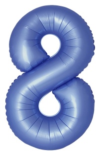 Шар (40''/102 см) Цифра, 8 Slim, Синий хром, Сатин, 1 шт. в уп.