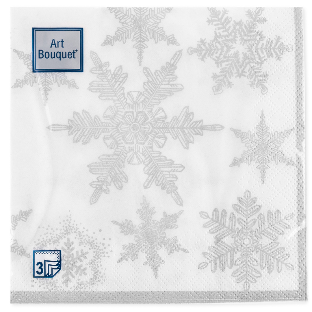 Сервировочные салфетки, Снегопад, Серебро, 33*33 см, 20 шт.