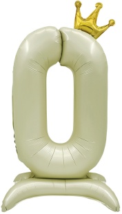 Шар (40''/102 см) Цифра на подставке, 0 Золотая корона, 1 шт. в уп.