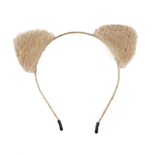 Ободок, Пушистые ушки - фурри, Бежевый, 1 шт. 