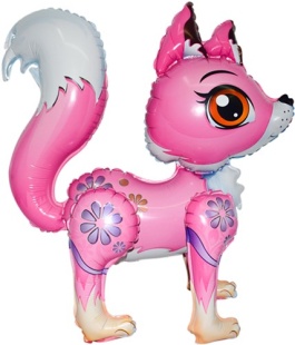 Шар (21''/53 см) Фигура 3D, Лиса, Розовый, 1 шт. в уп.