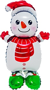 Шар 3D (24''/61 см) Фигура на подставке, Веселый снеговик, 1 шт. в уп.