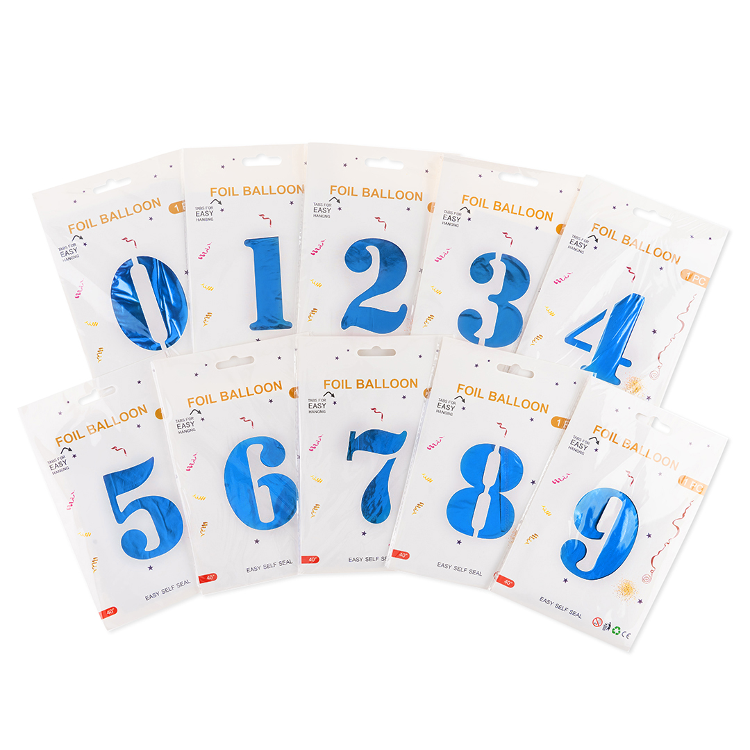 Шар (40''/102 см) Цифра, 2, Синий, 1 шт. в уп.
