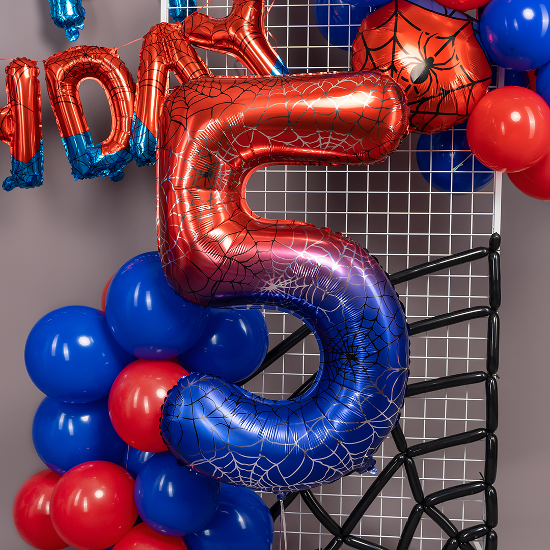 Шар (40''/102 см) Цифра, 5 Героическая тема, Красный/Синий, 1 шт. в уп.