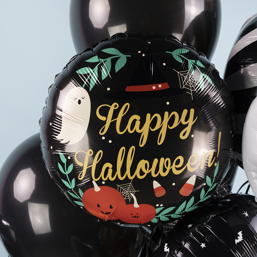 Шар (18''/46 см) Круг, Хэллоуин (привидение и тыквы), 1 шт.