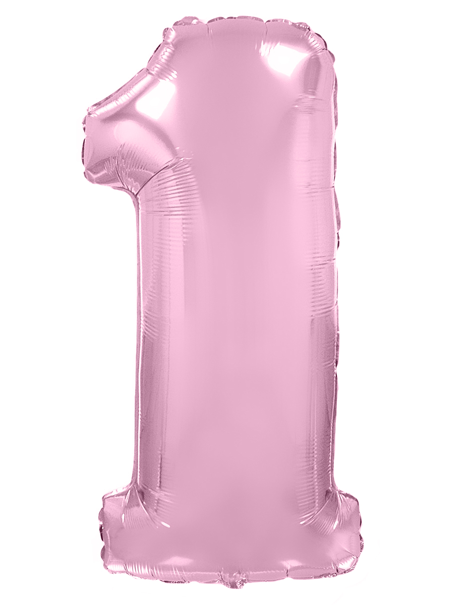 Шар (40''/102 см) Цифра, 1, Розовый, Макарунс, 1 шт.