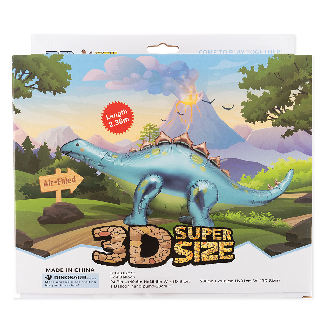 Шар 3D (94''/239 см) Фигура, Динозавр Стегозавр, 1 шт. в уп.
