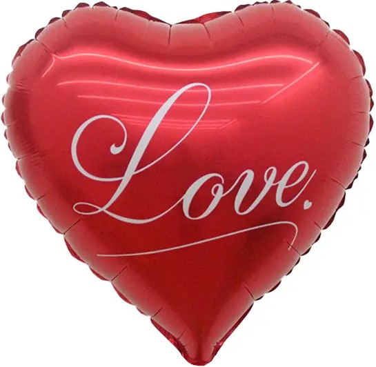 Шар (18''/46 см) Сердце, Любовь, Красный, 1 шт. в уп.