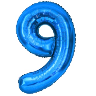 Шар (40''/102 см) Цифра, 9, Синий, Металлик, 1 шт. в уп.