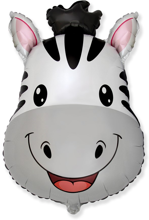 Шар (11''/28 см) Мини-фигура, Голова, Милая Зебра, 1 шт.