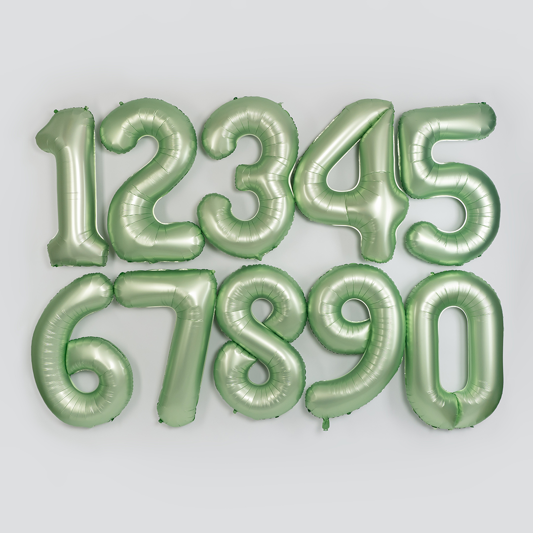 Шар (40''/102 см) Цифра, 1, Авокадо, Сатин, 1 шт. в уп.