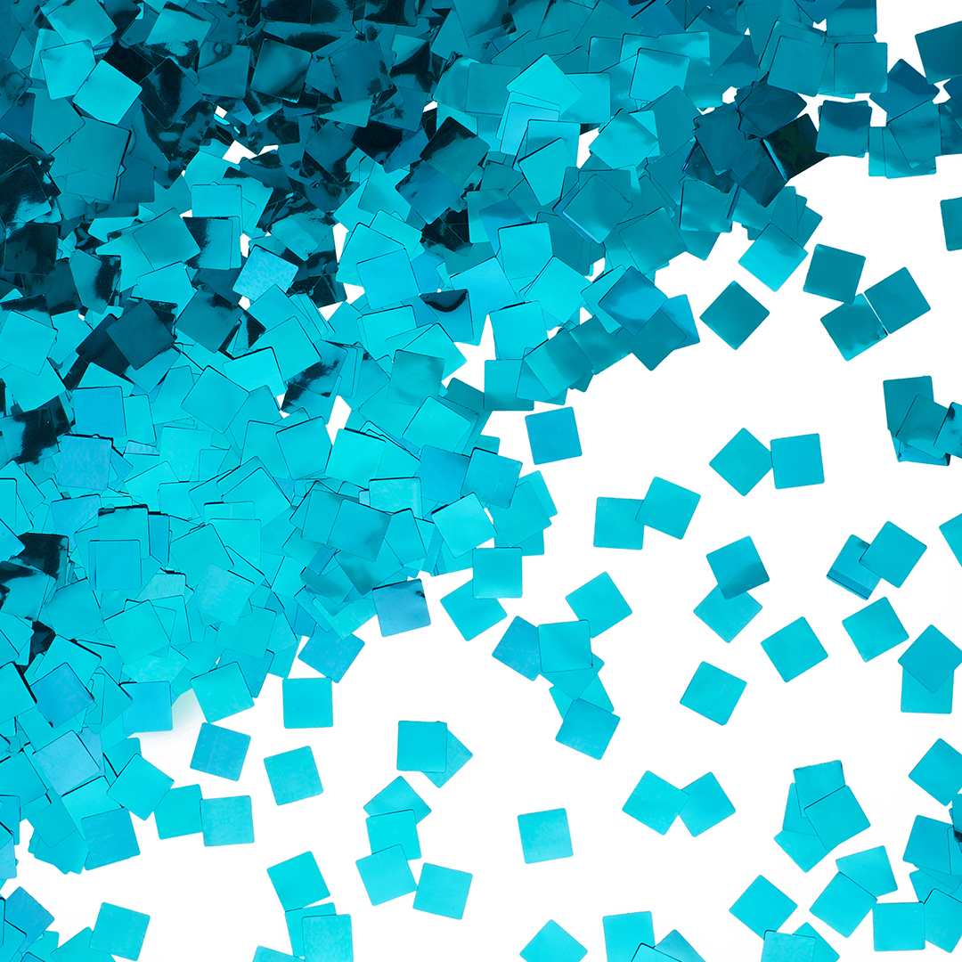 Конфетти фольга Квадрат, Голубой, Металлик, 1 см, 50 г.