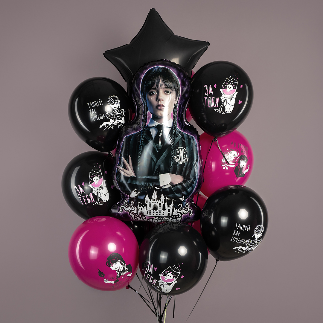 Шар (12''/30 см) Мрачная стори, Танцуй, Черный/Розовый, пастель, 1 ст, 25 шт.