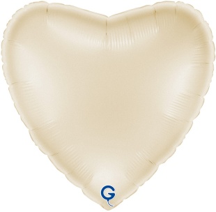 Шар (22''/56 см) Сердце, Кремовый, Сатин, 1 шт. в уп.