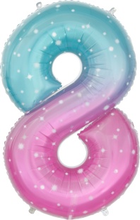 Шар (34''/86 см) Цифра, 8 Нежные искры, Розовый, Градиент, 1 шт. в уп.