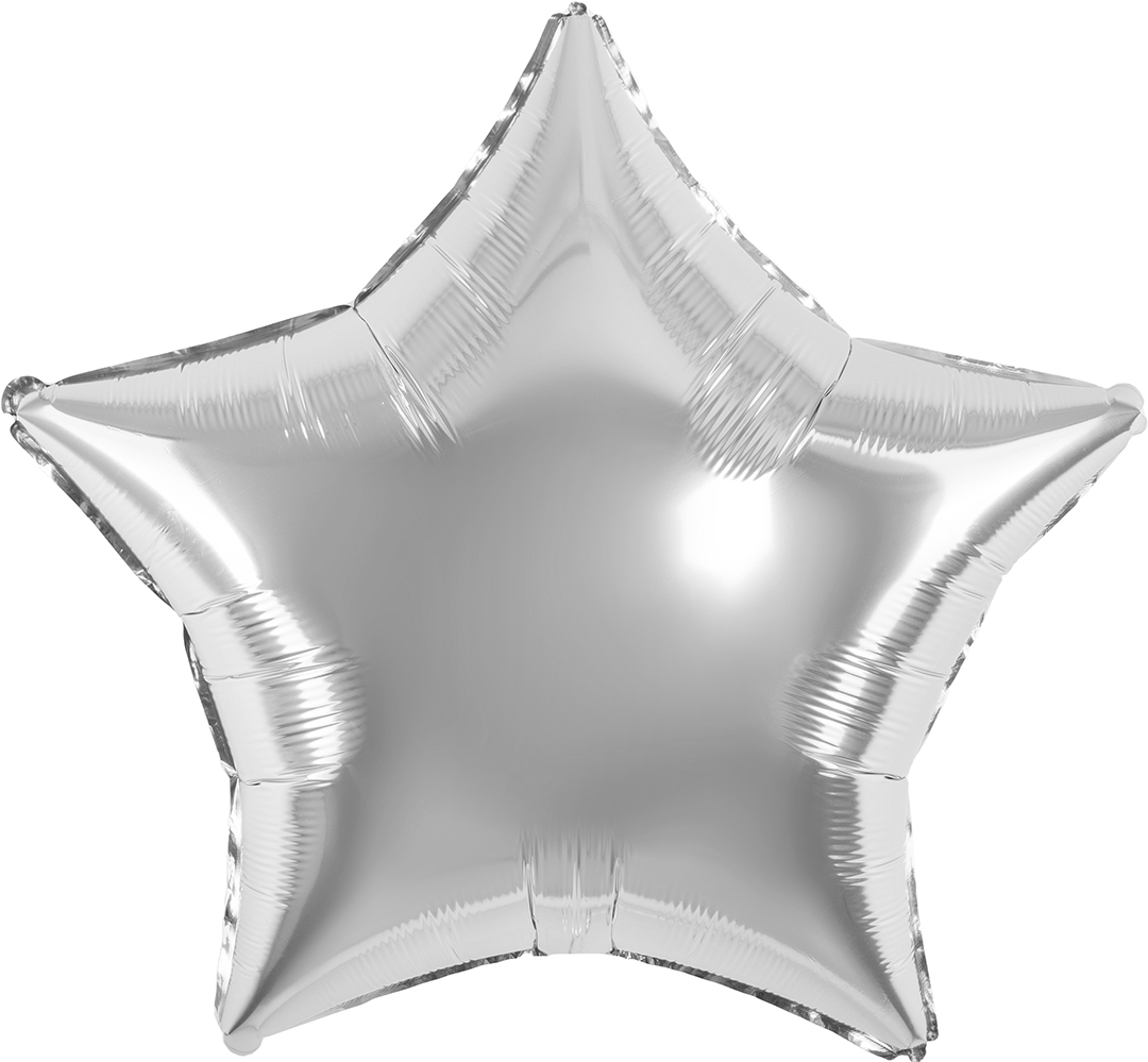 Шар (24''/61 см) Звезда, Серебро, Металлик, 1 шт.