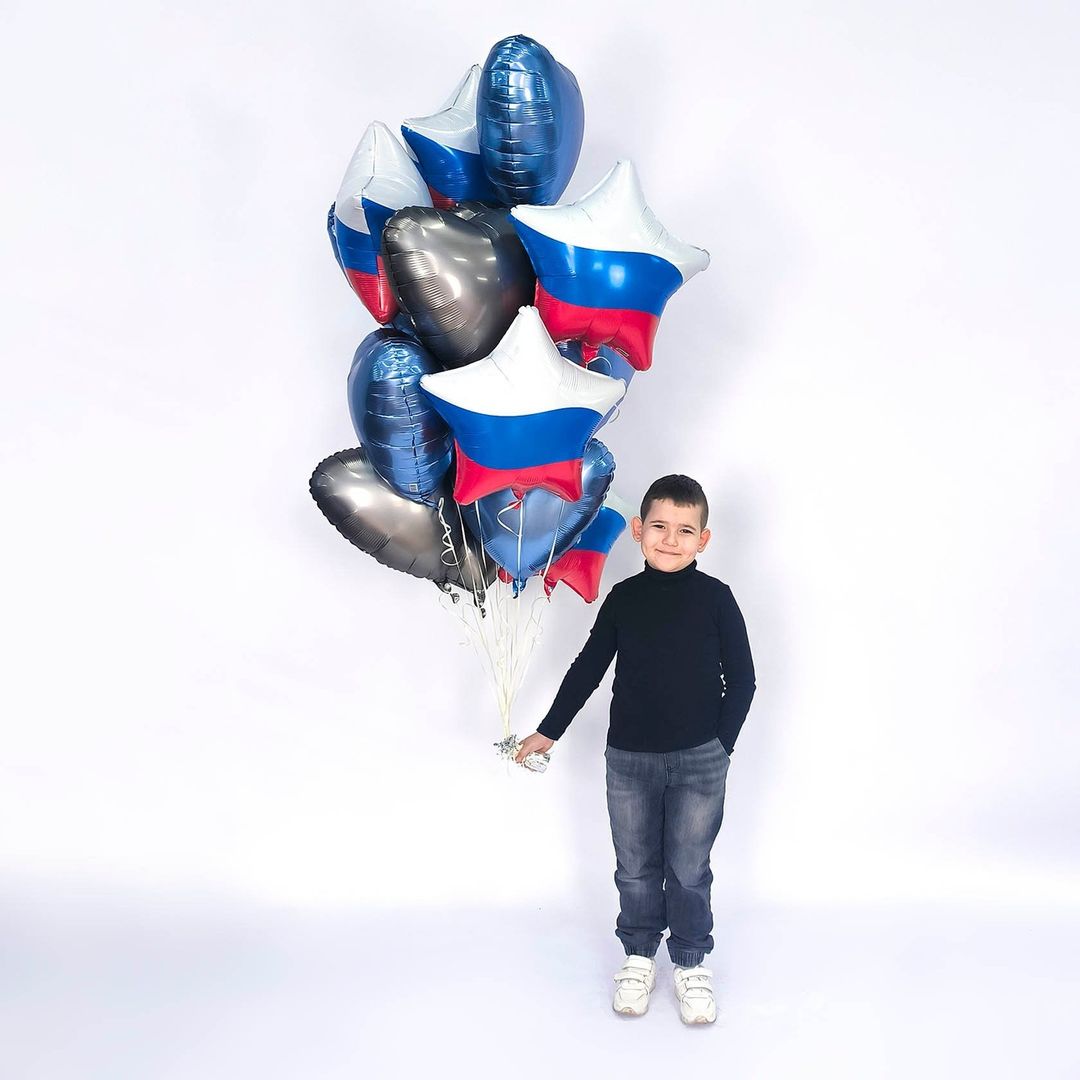 Шар (19''/48 см) Звезда, Триколор, 1 шт.