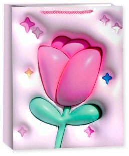 Пакет подарочный, 210гр, Тюльпаны, Дизайн №2, 32*26*12 см, 1 шт.