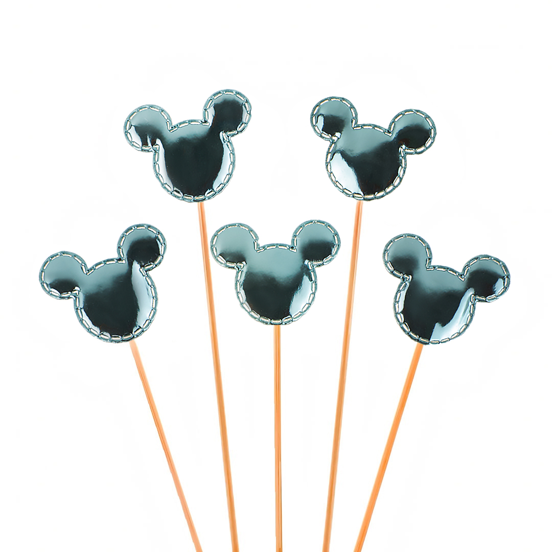 Пики Топперы, Мышки, Голубой, Металлик, 12 см, 5 шт.