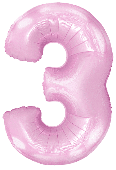 Шар (40''/102 см) Цифра, 3, Розовый, Макарунс, 1 шт. в уп.