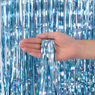 Занавес Дождик Электрик, Голубой, Голография, 100*200 см, 1 шт.