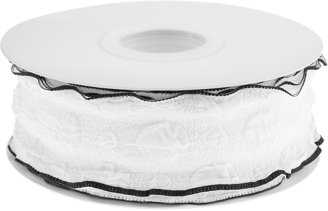 Лента тканевая (4 см*9,14 м) Элегантная волна, Белый/Черный, 1 шт.