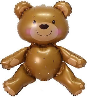 Шар 3D (24''/61 см) Фигура, Сидячий мишка, Коричневый, 1 шт.